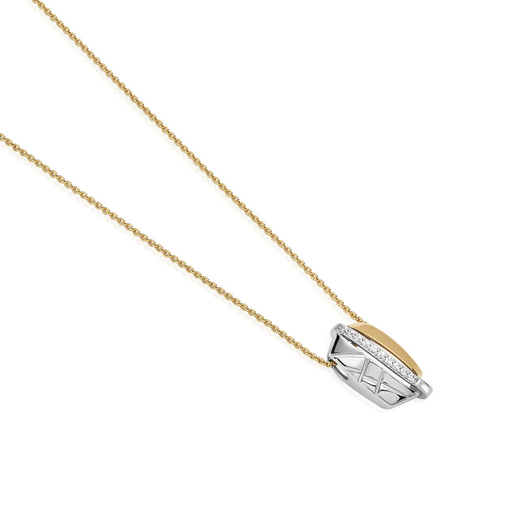 LILIANNA Damen Collier Silber Bicolor Gold/Silber 925 Zirkonia Weiß - Halsketten Damen | OROVIVO