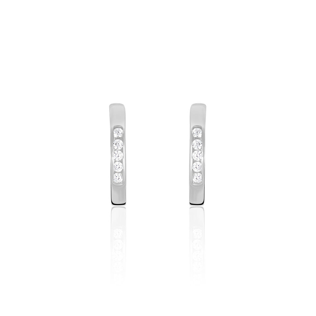 Damen Creolen Silber 925 Zirkonia Wei&szlig; 0,28 ct