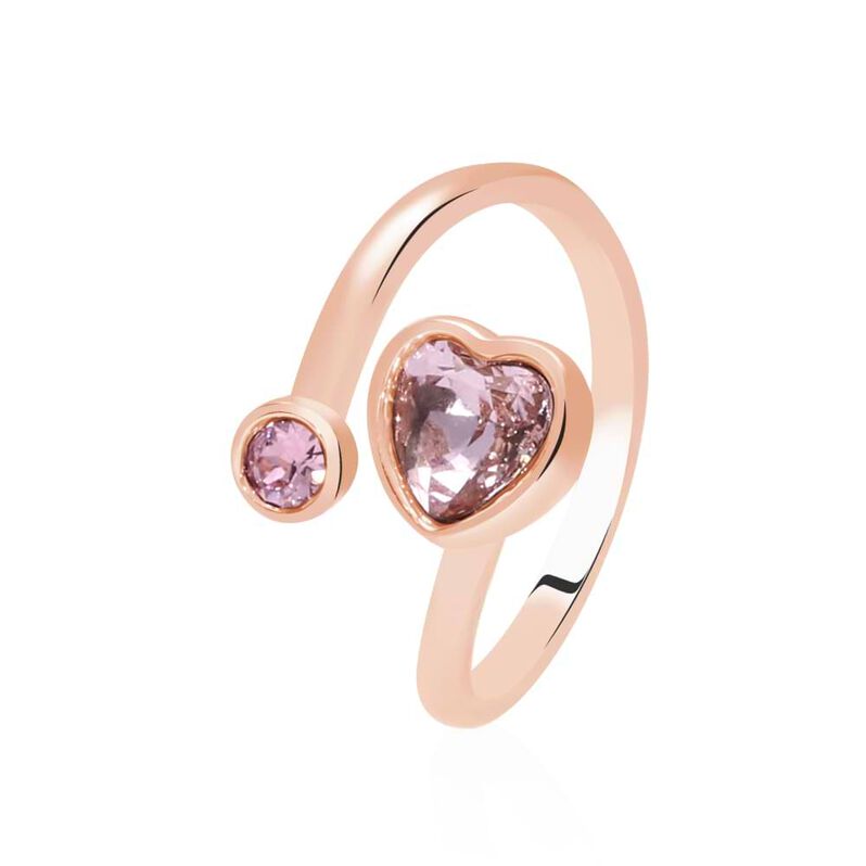 Anello in metallo rosato e pietre con cuore - Spannringe Damen | OROVIVO