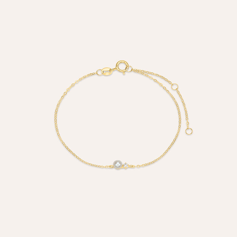 Bracciale Gabrielle Oro Giallo Perla D'Acqua Dolce Cubic Zirconia - Spannringe Damen | OROVIVO