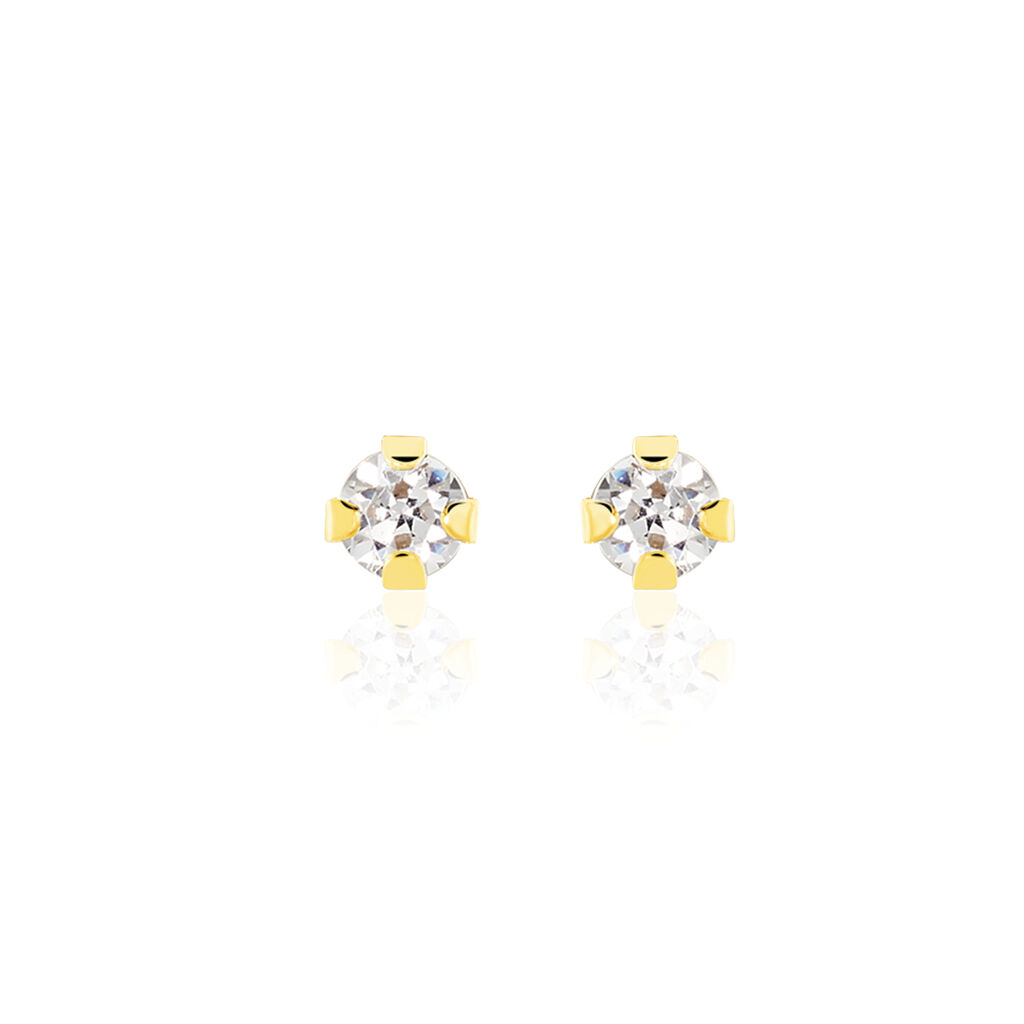 EDDIE KRAPPE Damen Ohrstecker Gold 375 (9 Karat) Zirkonia Weiß 0,23 ct B 2 mm, Ohrstecker mit Stein