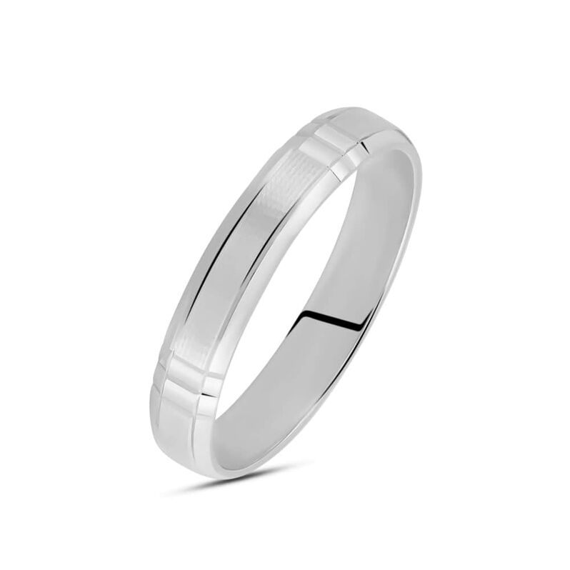 Fede Classica Lavorata 4 mm Oro Bianco - Spannringe Herren | OROVIVO