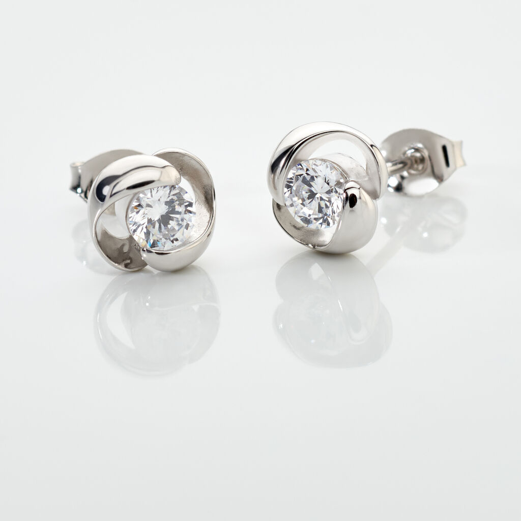 LUCY Damen Ohrstecker Silber 925 Zirkonia Wei&szlig; 0,81 ct Blume