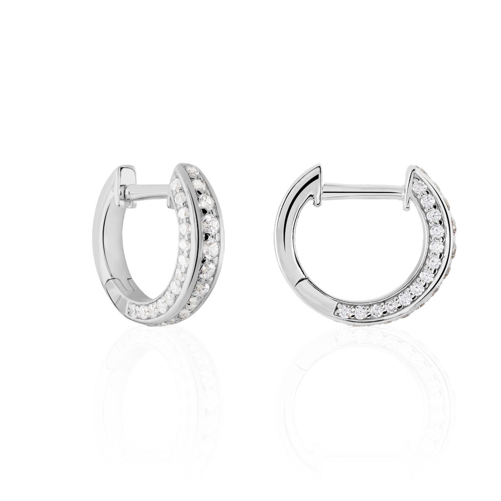 EVE 2 Damen Creolen Silber 925 Zirkonia Weiß, Creolen mit Stein