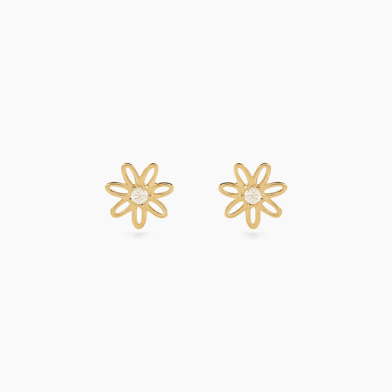 Boucles D'oreilles Puces Syd Or Jaune Oxyde De Zirconium - Spannringe Kinder | OROVIVO