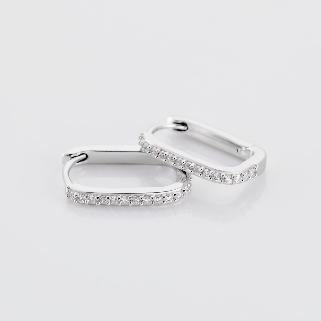 MADDIE Damen Creolen Silber 925 Zirkonia Wei&szlig; 0,49 ct Rechteckig