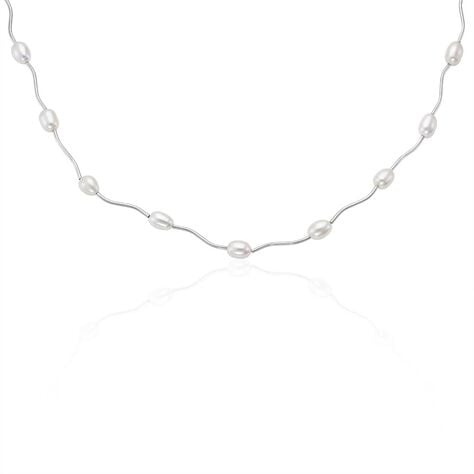 Damen Collier Silber 925 rhodiniert Süßwasserperle Inessa  - Halsketten Damen | OROVIVO