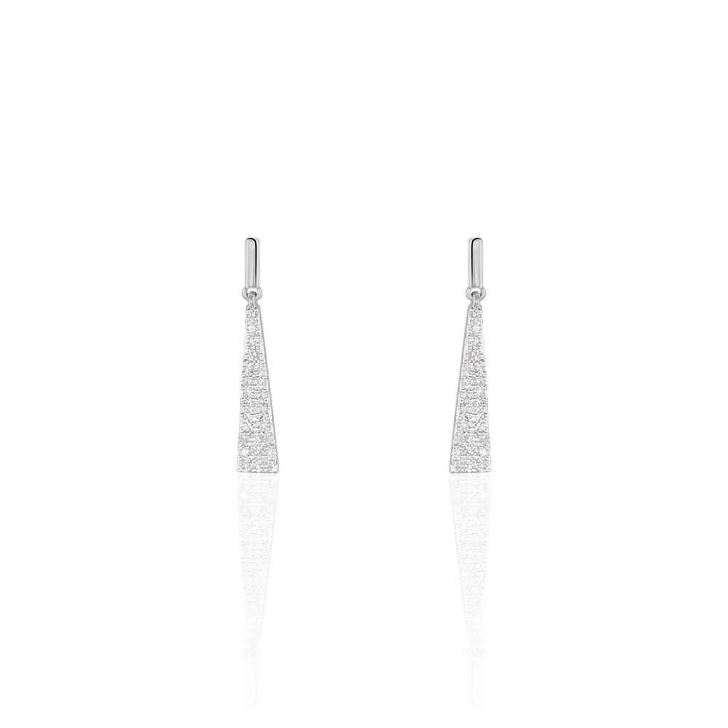 Damen Ohrringe Lang Weißgold 375 Diamant 0,11ct Barren Dreieck Mona  - Ohrringe mit Stein Damen | OROVIVO