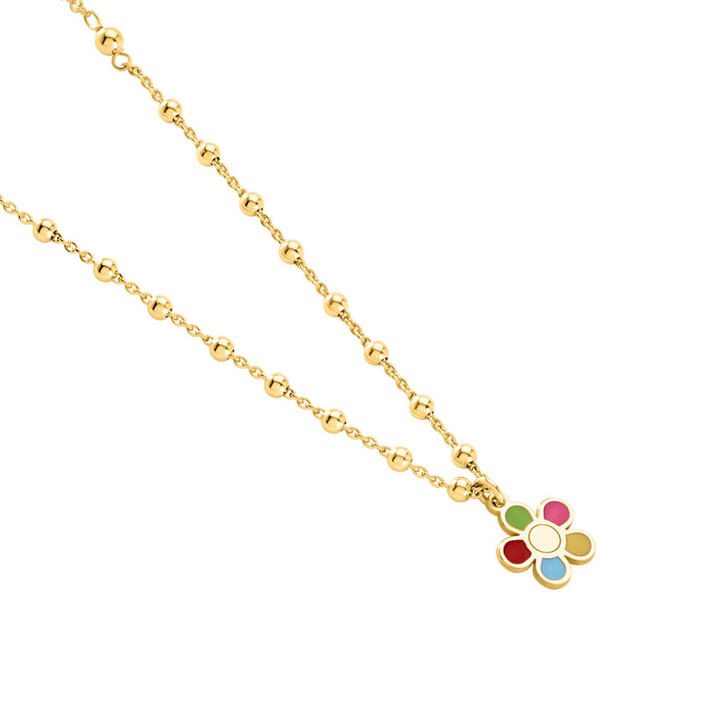 VIOLETTA Kinder Collier Silber vergoldet 925 Blume B 1,5 mm