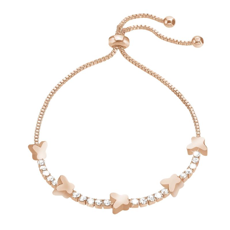 Bracciale farfalle in metallo rodiato e cristalli - Spannringe Damen | OROVIVO