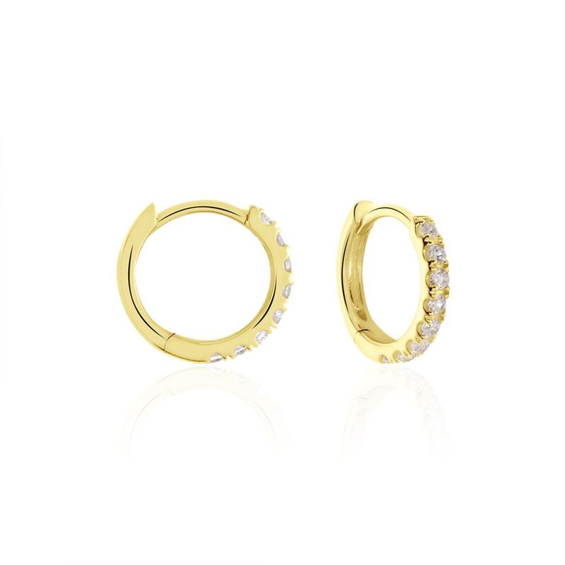 ALAINA Damen Creolen Gold 375 (9 Karat) Zirkonia Wei&szlig; 0,27 ct - Creolen Damen | OROVIVO