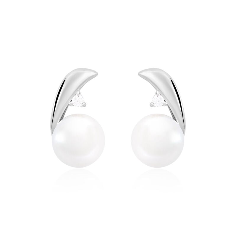 Damen Ohrstecker Silber 925 Bouton Weiß Marlen -  Damen | OROVIVO