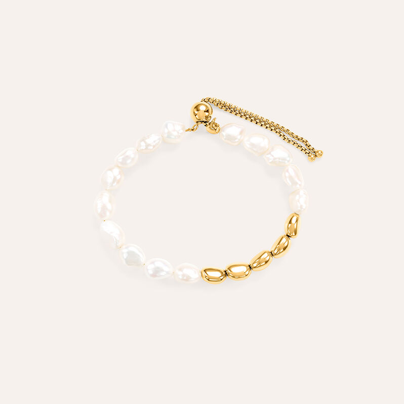 Bracciale Radiance Acciaio Dorato Perla D'Acqua Dolce - Spannringe Damen | OROVIVO