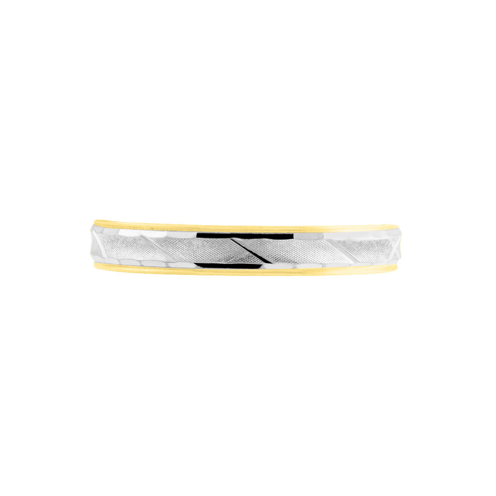 Alliance Mat Striee Ruban Plat Or Bicolore - Spannringe Unisex | OROVIVO