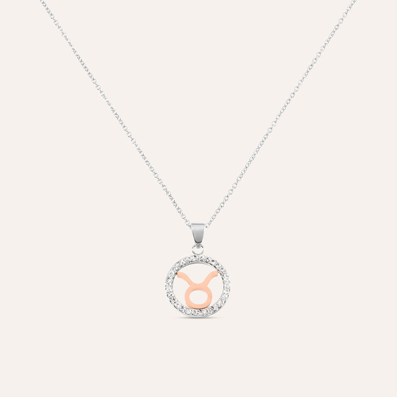 Collana Sunrise Acciaio Bicolore Bianco / Rosa Cubic Zirconia - Spannringe Damen | OROVIVO