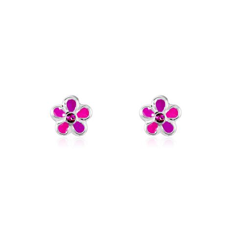 Kinder Ohrstecker Silber 925 Rosé Glas Blume - Ohrstecker Kinder | OROVIVO