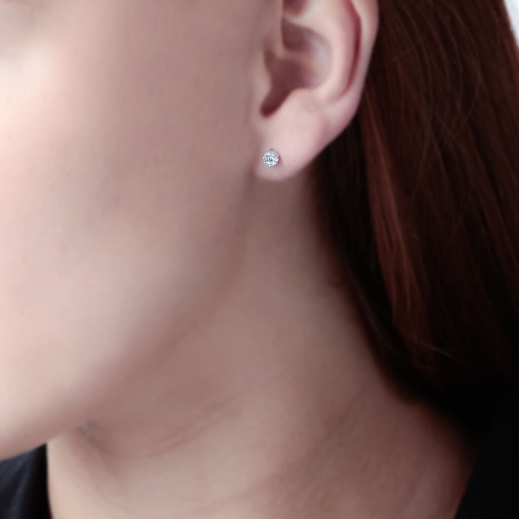 LIDIA 1 Damen Ohrstecker Wei&szlig;gold 375 (9 Karat) Zirkonia Wei&szlig; Blume
