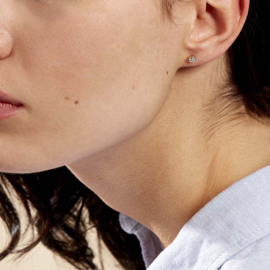 Damen Ohrstecker Gold 375 Zirkonia Elda Fassung Zarge  - Ohrstecker Damen | OROVIVO