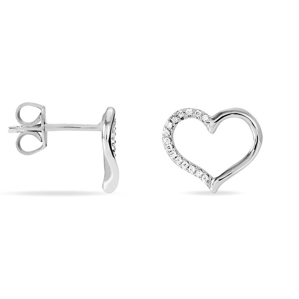 SALONA Damen Ohrstecker Silber 925 Zirkonia Wei&szlig; Herz