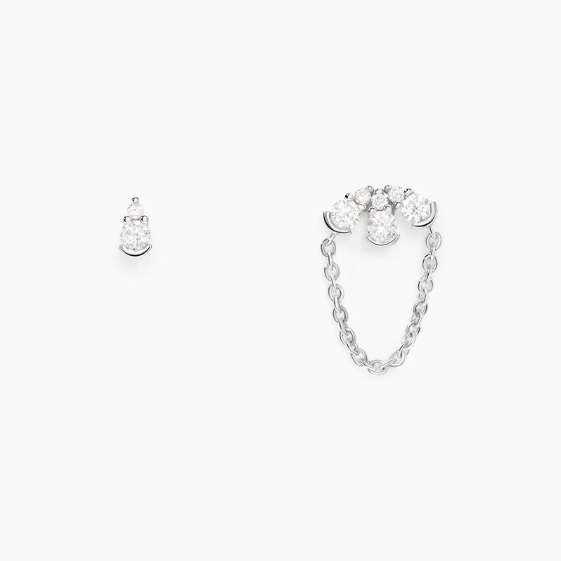 Boucles D'oreilles Puces Orhiane Argent Weiss Diamant Synthétique - Spannringe Damen | OROVIVO