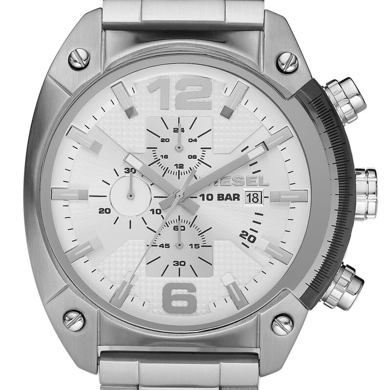 Orologio Cronografo Uomo Diesel Overflow quadrante argento DZ4203-RE21 - Spannringe Herren | OROVIVO