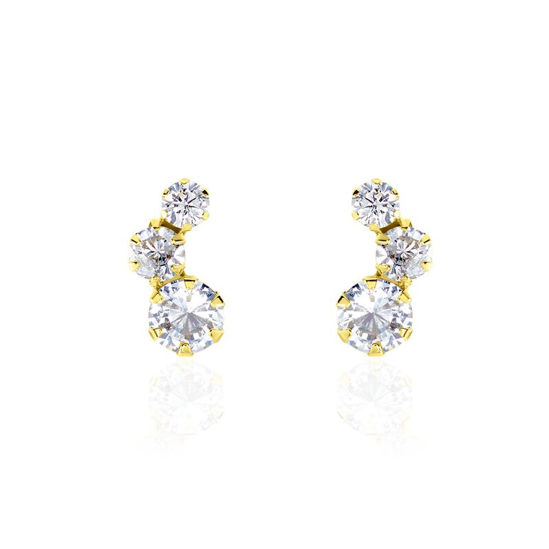 Boucles D'oreilles Puces Or Jaune Albizia Oxydes De Zirconium - Spannringe Damen | OROVIVO