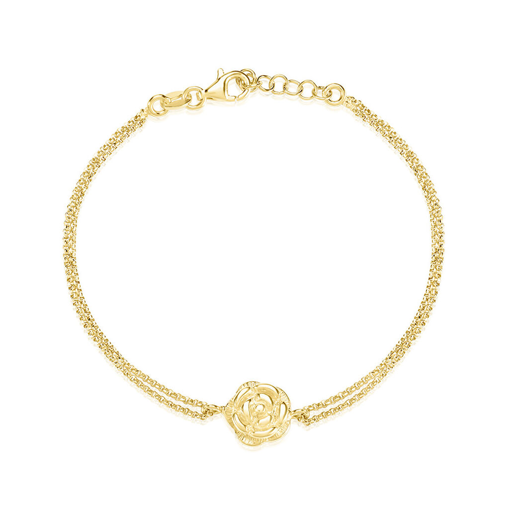 ROSALIA Damen Collier Silber vergoldet 925 Rosette B 1 mm, Collier ohne Stein