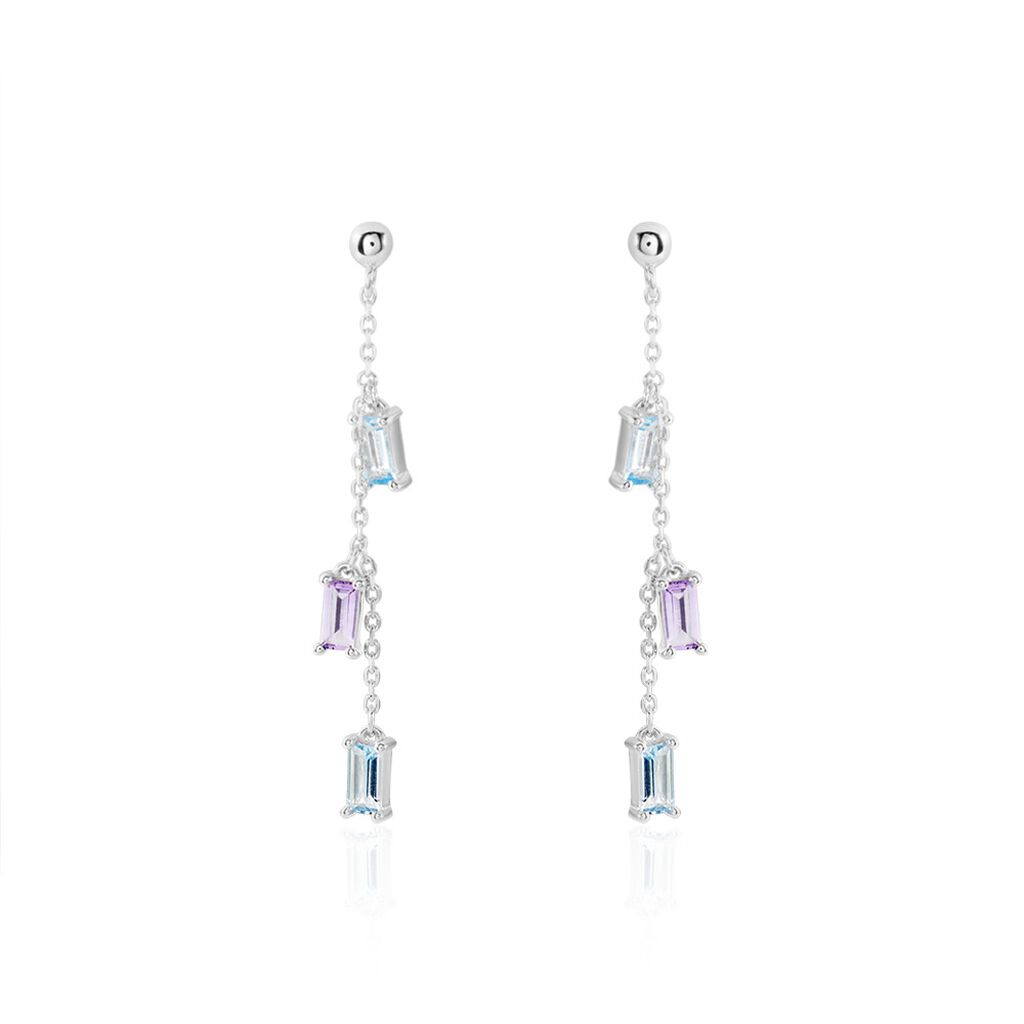Damen Ohrringe Lang Weißgold 375 Amethyst Violett 0,78ct Ani  - Ohrhänger Damen | OROVIVO