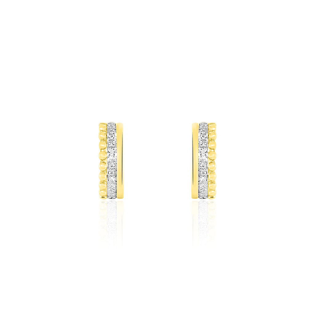 Boucles D'oreilles Or Jaune Marcianne Puces Triple Rang - Spannringe Damen | OROVIVO