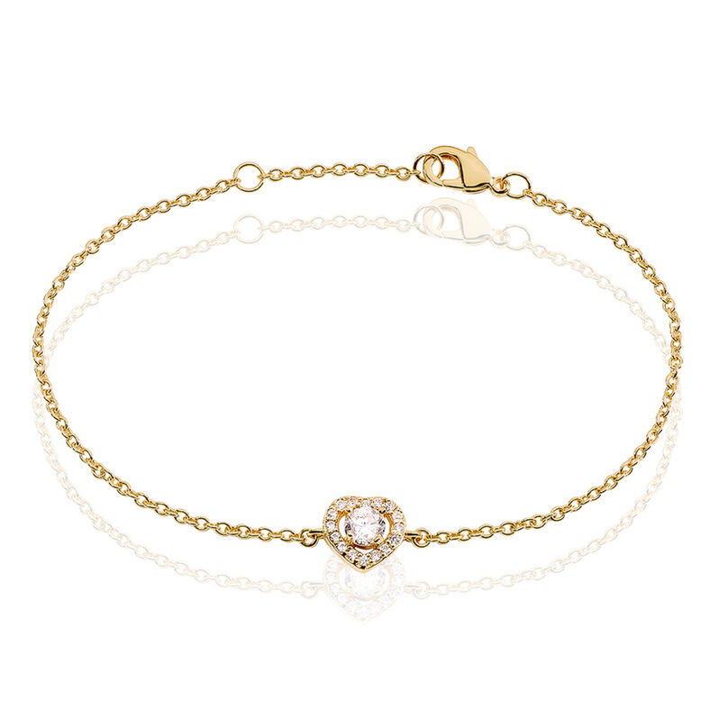 ALAIS Damen Armband Vergoldet Zirkonia Wei&szlig; 0,1 ct Herz - Armb&auml;nder mit Anh&auml;nger Damen | OROVIVO