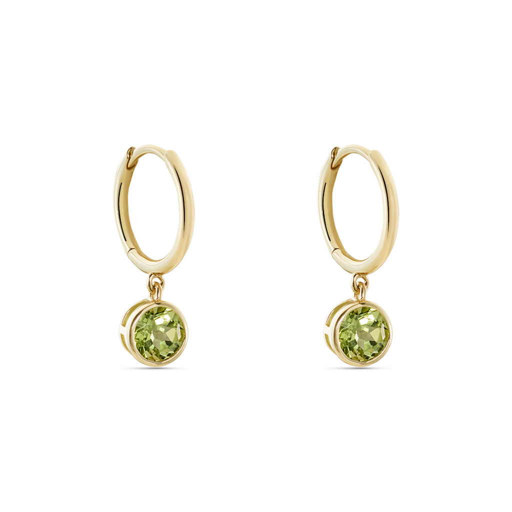 Damen Creolen Gold 375 Peridot Grün 1,02ct Kreis Soleia 11,30mm  - Creolen Damen | OROVIVO