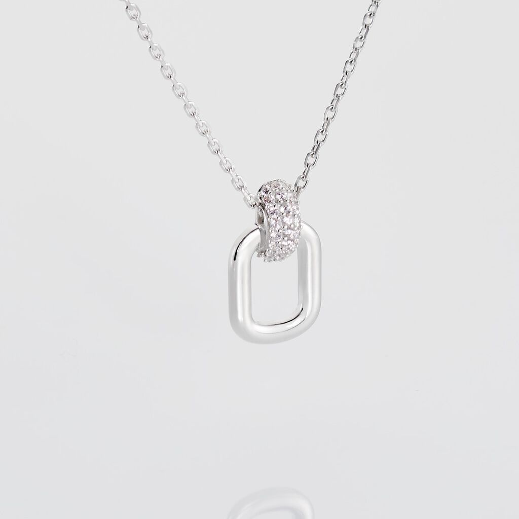 AVAH Damen Collier Silber 925 Zirkonia Wei&szlig; 0,3 ct Rechteckig B 1,4 mm