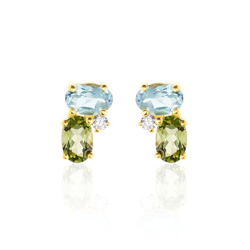 LAYLA 1 Damen Ohrstecker Gold 375 (9 Karat) Peridot Gr&uuml;n 2,13 ct Oval - Ohrstecker Damen | OROVIVO