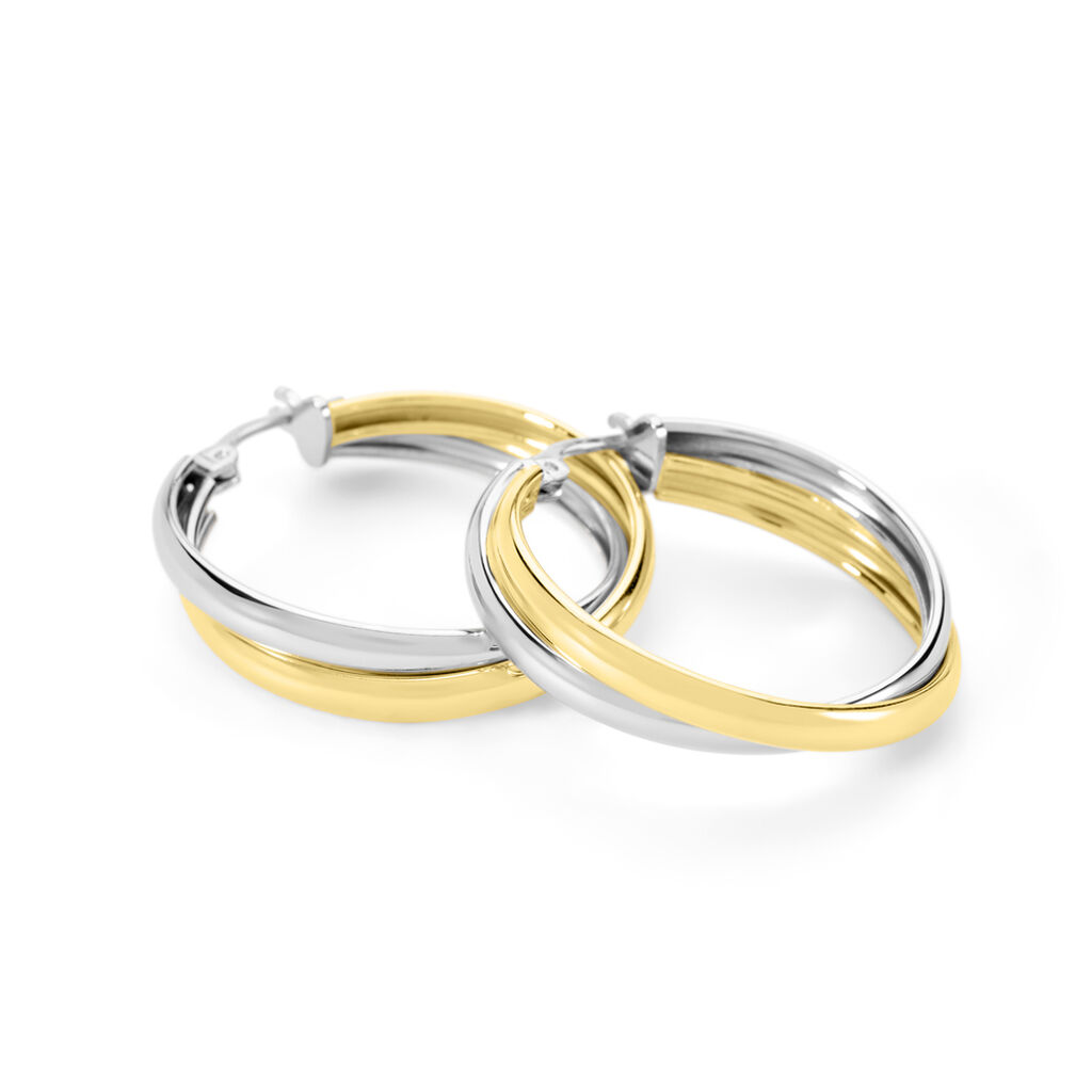ELKE Damen Creolen Silber Bicolor Gelb/Silber 925 - Creolen Damen | OROVIVO