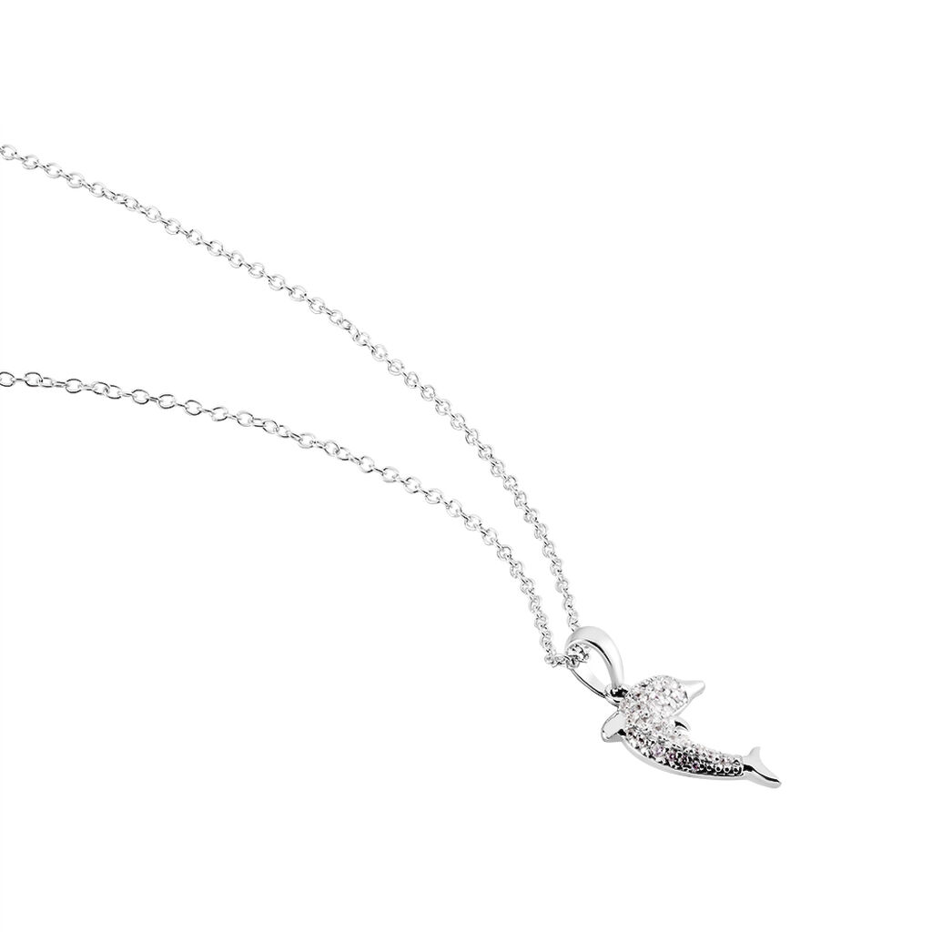 INES 1 Kinder Collier Silber 925 Zirkonia Wei&szlig; 0,21 ct Delfin B 1,15 mm