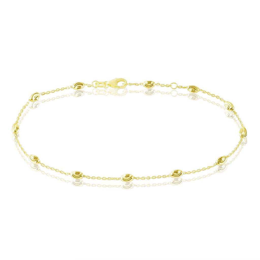 ANKER S DIA. KUGEL Damen Fußkette Silber vergoldet 925 B 1,3 mm, Fußkette ohne Stein