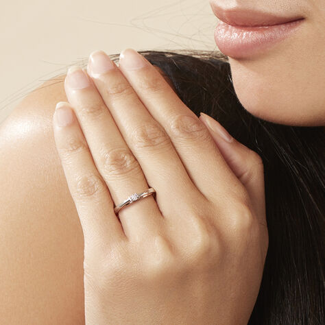 Damen Ring Gold Bicolor 375 Diamant 0,04ct Michaela Ov  - Verlobungsringe Damen | OROVIVO