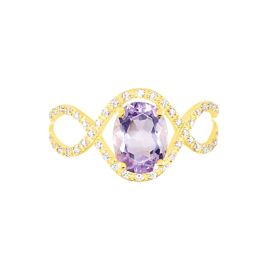 Bague Passion Or Jaune Amethyste Et Oxyde De Zirconium - Spannringe Damen | OROVIVO