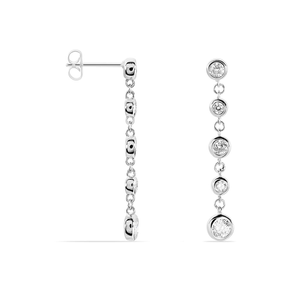 MELI Damen Ohrringe Lang Silber 925 Zirkonia Wei&szlig; 2,04 ct