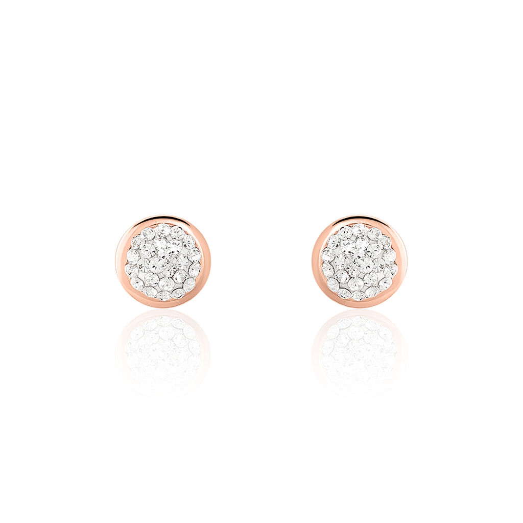 EDMEE CERCLE 1 Damen Ohrstecker Rosegold 375 (9 Karat) Strass Weiß Kreis, Ohrstecker mit Stein