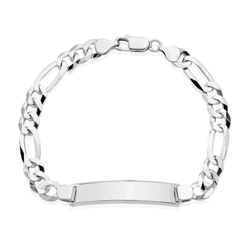 Herren ID Armband Silber 925 Figaro S Id 2,1cm 75mm, ID Armband ohne Stein
