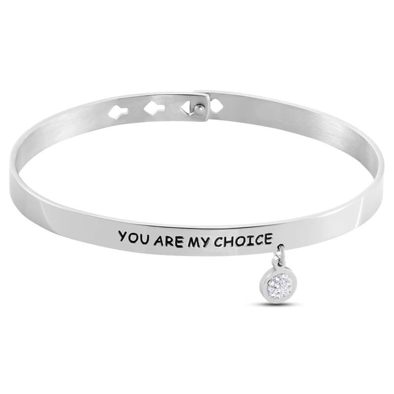 Bangle Lady Message Acciaio Love e Cristalli - Spannringe Damen | OROVIVO