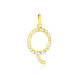 Anhänger Gold 375 Zirkonia Buchstabe Q  - Personalisierte Geschenke Familie | OROVIVO