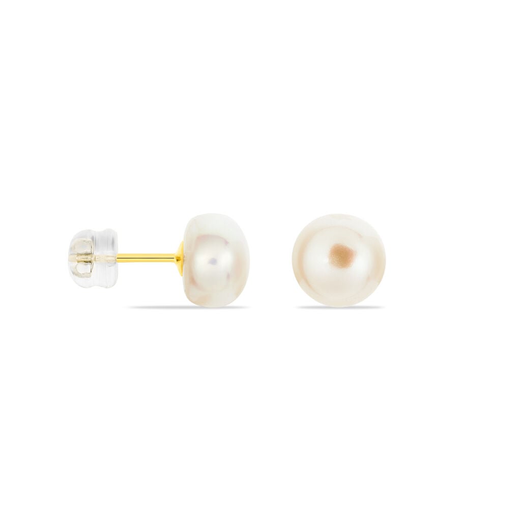 KESA PERLE BUTTON Damen Ohrstecker Gold 375 (9 Karat) Zuchtperle Perlmutt Halbkugel