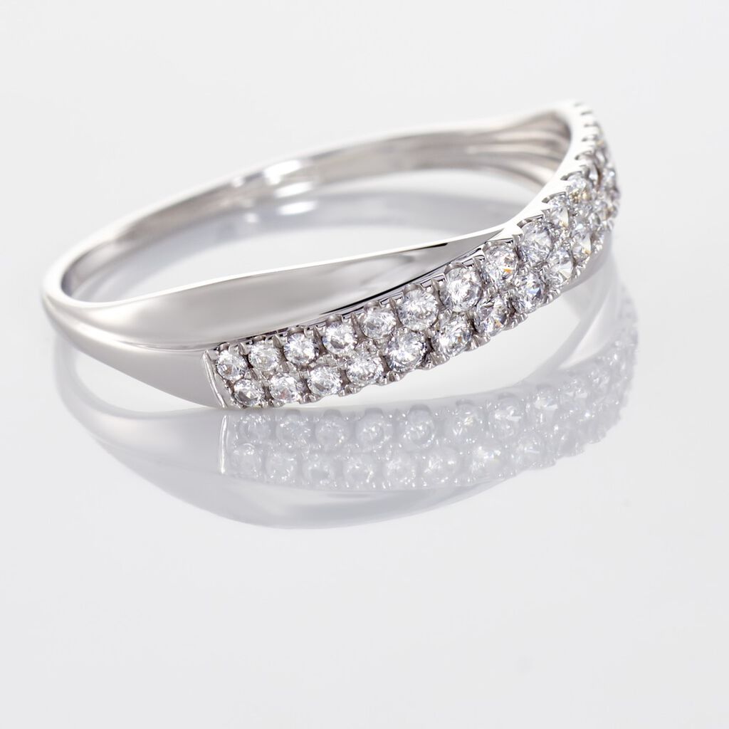 Damen Ring Wei&szlig;gold 375 (9 Karat) Zirkonia Wei&szlig;