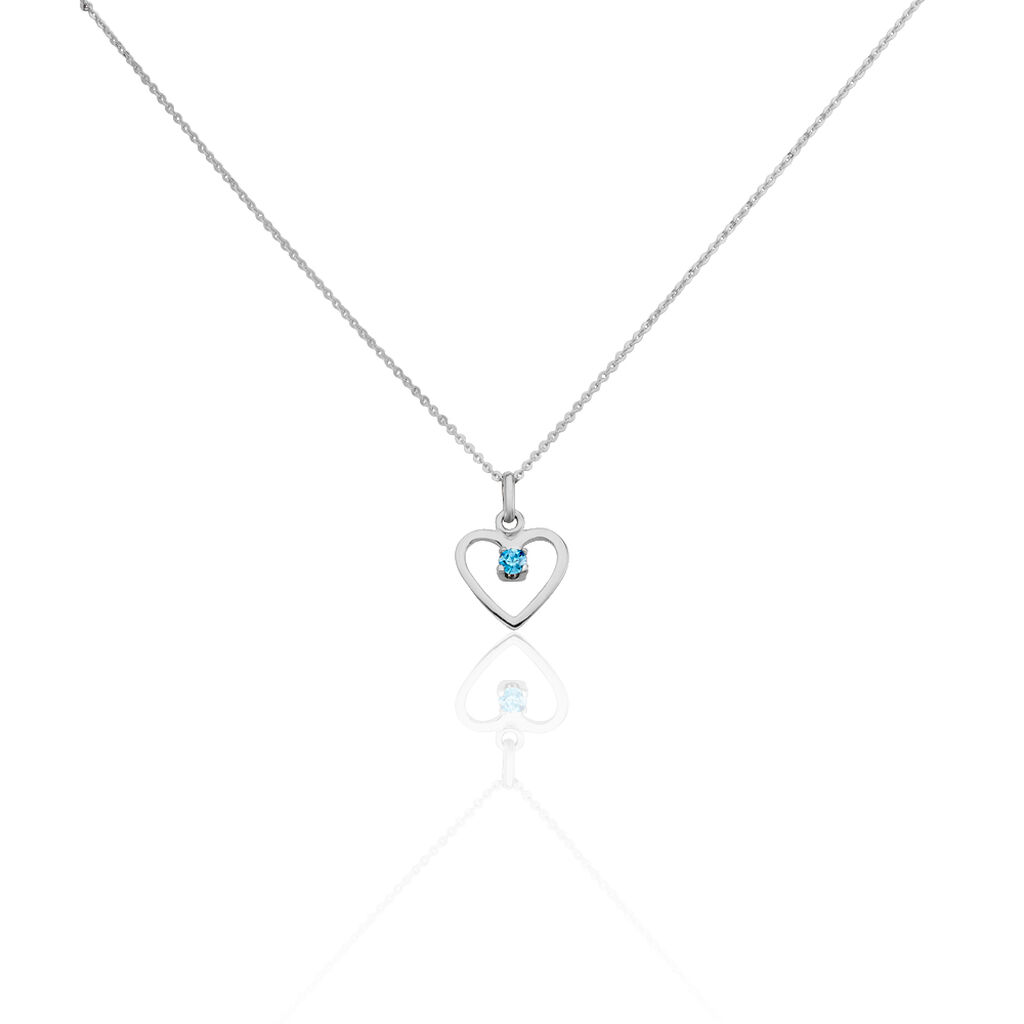 🦚 Kinder Halskette Silber 925 Galsstein Herz, Collier mit Stein