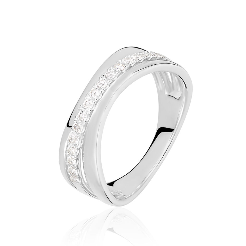 Damen Ring Wei&szlig;gold 750 (18 Karat) Diamant Wei&szlig; 0,18 ct