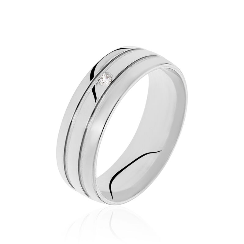 MANDY 2 Damen Trauring Silber 925 Zirkonia Wei&szlig; B 20 mm - Eheringe mit Stein Damen | OROVIVO