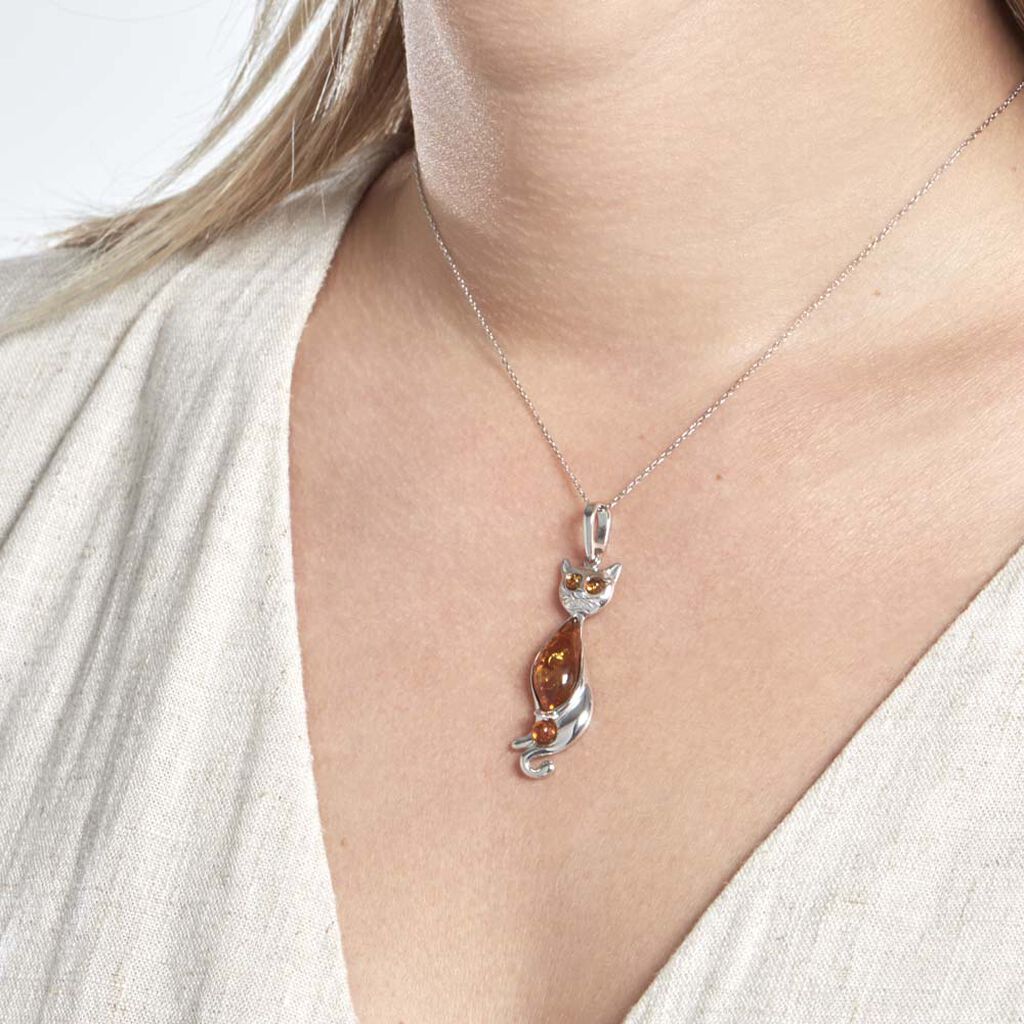 Pendentif Argent Chat Ambre - Spannringe Damen | OROVIVO