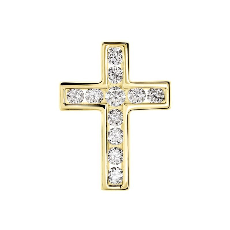 Damen Anh&auml;nger Gold 375 (9 Karat) Diamant Wei&szlig; 0,23 ct Religi&ouml;ses Kreuz - Schmuckanh&auml;nger Damen | OROVIVO